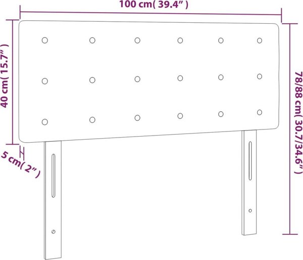 Κεφαλάρι για κρεβάτι taupe 100x5x78/88 cm ύφασμα