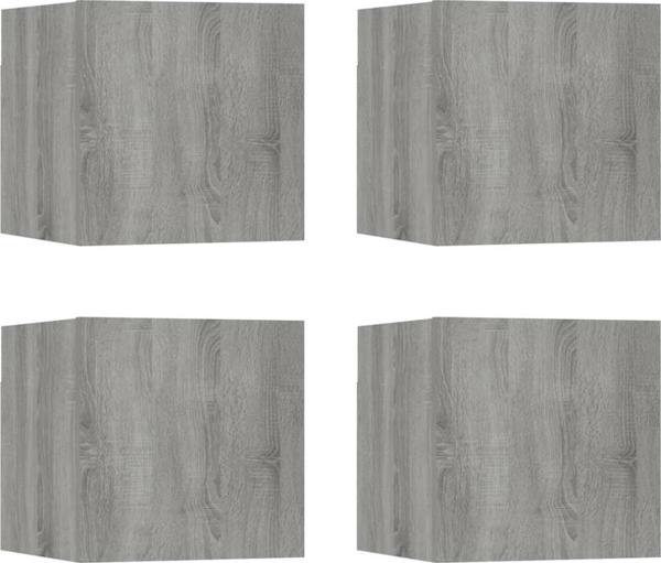 vidaXL Κρεμαστά ντουλάπια TV, 4 τεμ., γκρι δρυς Sonoma, 30,5x30x30 εκ.