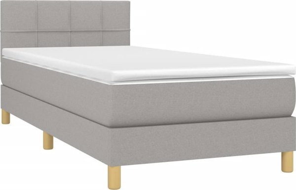 vidaXL Κρεβάτι Continental με Στρώμα, Ανοιχτό Γκρι, 90x200 εκ, Υφασμάτινο