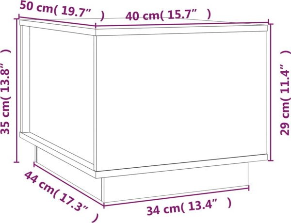 vidaXL vidaXL Stolik kawowy, szary, 40x50x35 cm, lite drewno sosnowe
