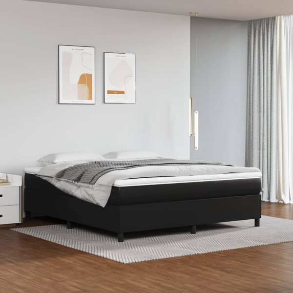 vidaXL Κρεβάτι κοντινεντάλ, μαύρο, επένδυση από δερματίνη, 180x200 cm
