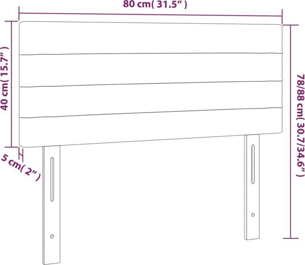 vidaXL κεφαλάρι κρεβατιού με LED, μαύρο, 80x5x78/88 εκ., βελούδο