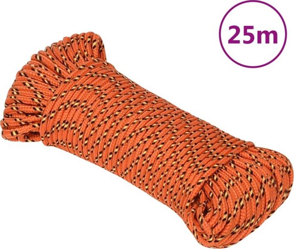 vidaXL Ναυτικό σχοινί, πορτοκαλί, 3 mm, 25 m, πολυπροπυλένιο