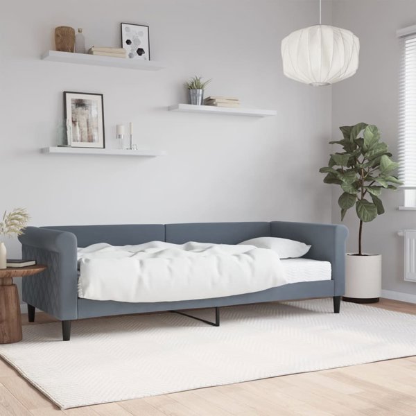 vidaXL Sofa z materacem do spania, ciemnoszara, 80x200 cm, aksamit