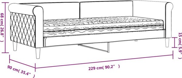 vidaXL Sofa z materacem do spania, ciemnoszara, 80x200 cm, aksamit