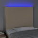 vidaXL Zaglowek do lotzka me LED, kremowy, 90x5x118/128 cm, tkanina