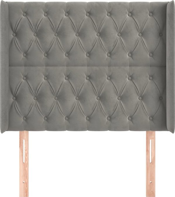 vidaXL Zaglowek uszak jasnoszary 93x16x118/128 cm aksamit