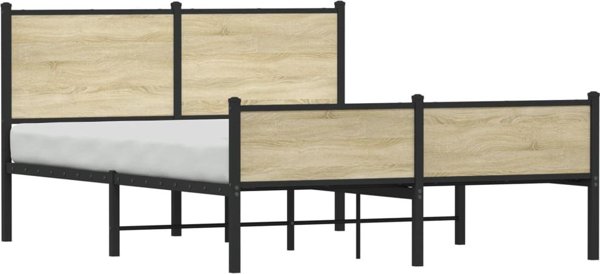 vidaXL Metalowa rama lozka z wezgloiem i zanozkiem 137x190 cm