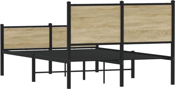 vidaXL Metalowa rama lozka z wezgloiem i zanozkiem 137x190 cm