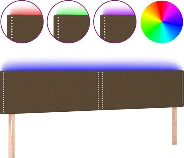 vidaXL Κεφαλάρι για κρεβάτι με LED, σκούρο καφέ, 200x5x78/88 εκ., ύφασμα