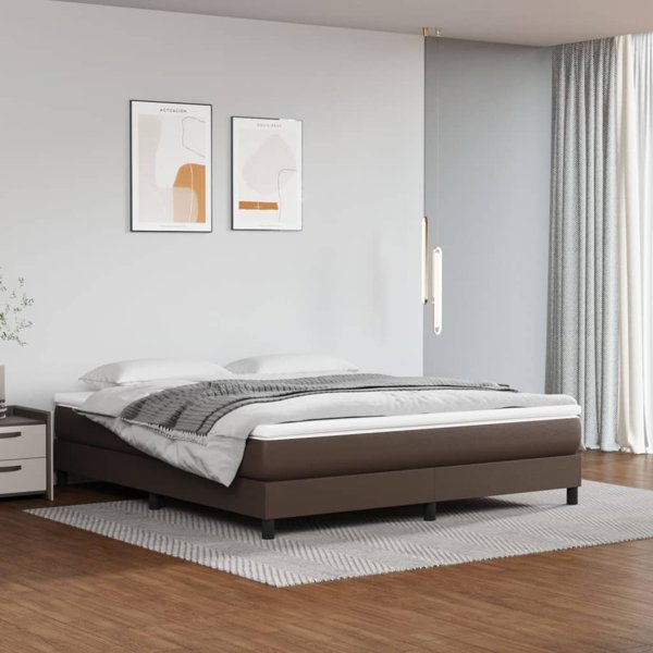 vidaXL Κρεβάτι κοντινεντάλ, καφέ, 180x200 cm με δερματίνη