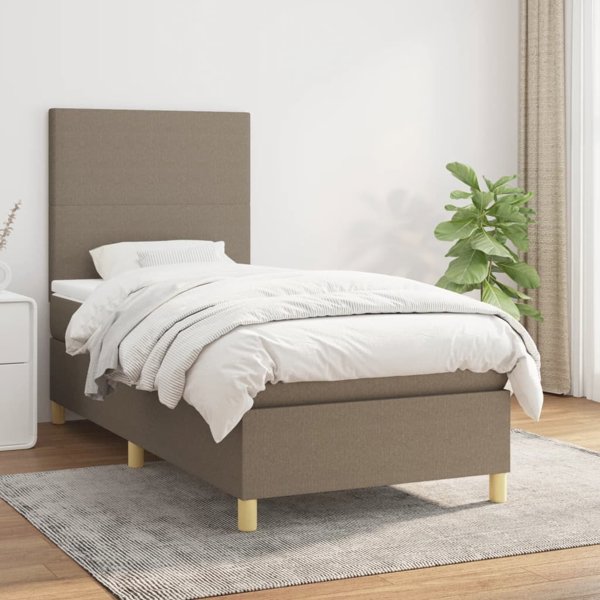 vidaXL Λύκνο Κρεβάτι Continental με Στρώμα, Taupe, Ύφασμα, 100x200 cm
