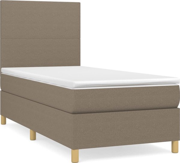 vidaXL Λύκνο Κρεβάτι Continental με Στρώμα, Taupe, Ύφασμα, 100x200 cm