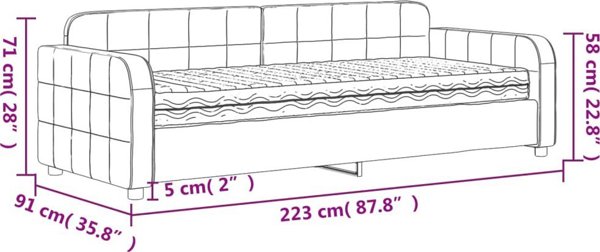 vidaXL Sofa z materacem do spania, ciemnoszara, 80x200 cm, aksamit