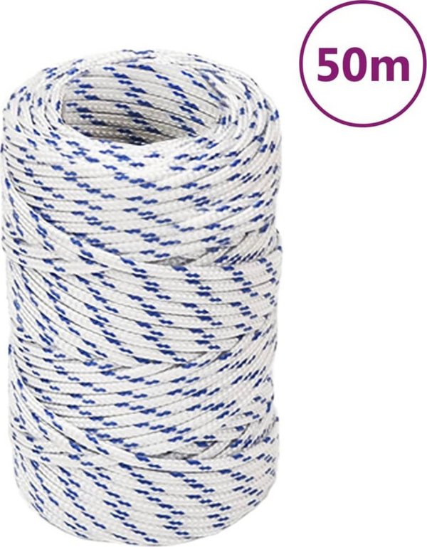 vidaXL Θαλασσινό σχοινί, λευκό, 2 mm x 50 m, πολυπροπυλένιο