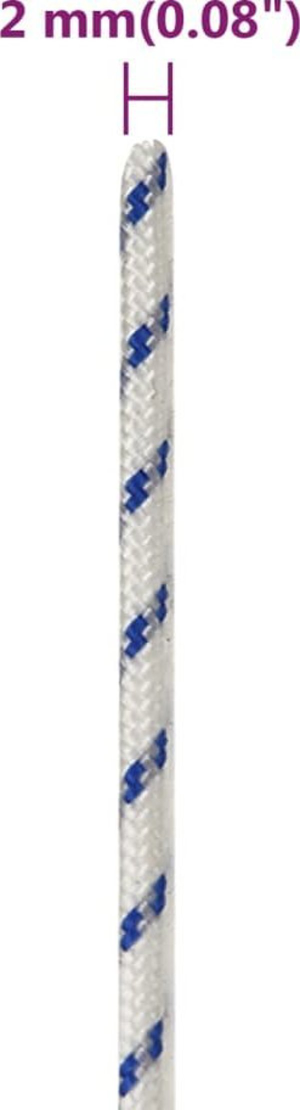 vidaXL Θαλασσινό σχοινί, λευκό, 2 mm x 50 m, πολυπροπυλένιο