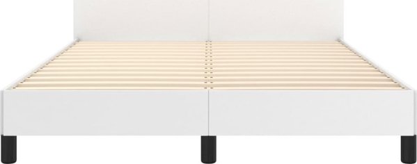 vidaXL Rama κρεβατιού με κεφαλάρι, λευκή, 140x190 εκ, επενδυμένη με συνθετικό δέρμα