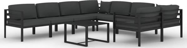 vidaXL 9-cz. zestaw mebli ogrodowych, poduszki, aluminium, antracyt