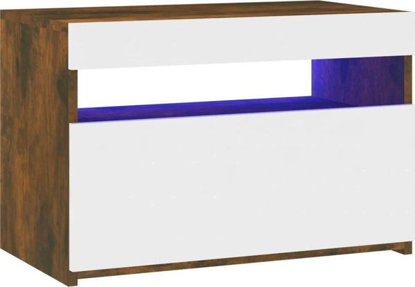 vidaXL Έπιπλο TV με LED φωτισμό, καπνιστή δρυς, 60x35x40 εκ.