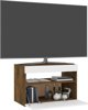 vidaXL Έπιπλο TV με LED φωτισμό, καπνιστή δρυς, 60x35x40 εκ.