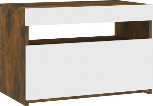 vidaXL Έπιπλο TV με LED φωτισμό, καπνιστή δρυς, 60x35x40 εκ.