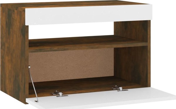 vidaXL Έπιπλο TV με LED φωτισμό, καπνιστή δρυς, 60x35x40 εκ.
