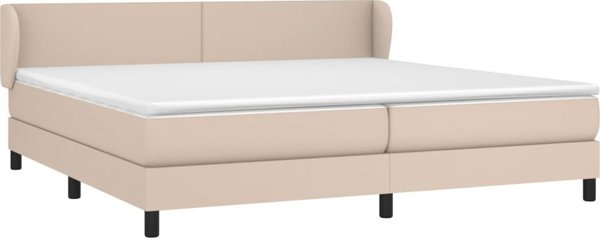 vidaXL Κρεβάτι continental με στρώμα, cappuccino, οικοδερμάτινο, 200x200 εκ.