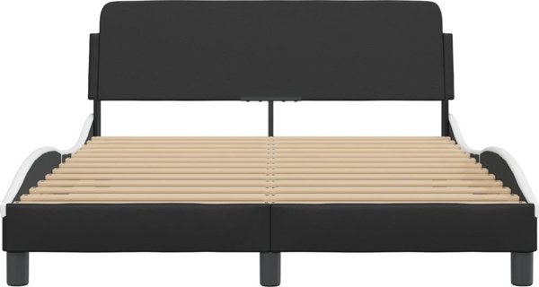 vidaXL Κρεβάτι με κεφαλάρι, μαυρο-λευκό, 120x200 εκ., οικολογικό δέρμα