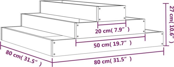 vidaXL Donica, czarna, 80x80x27 cm, lite drewno sosnowe
