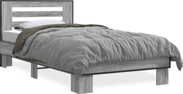 vidaXL Κορνίζα Κρεβατιού Sonoma Γκρι Δρυς 100x200 cm Ξυλοπαραγωγής Υλικό