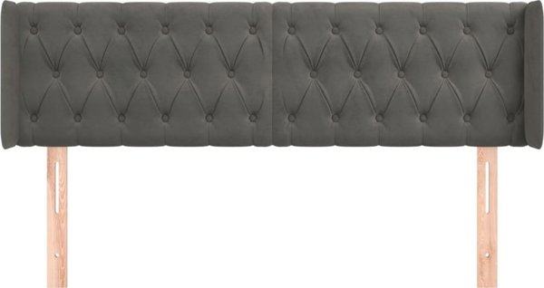 vidaXL Κεφαλάρι ουσάκ, σκούρο γκρι, 163x16x78/88 εκ., βελούδο