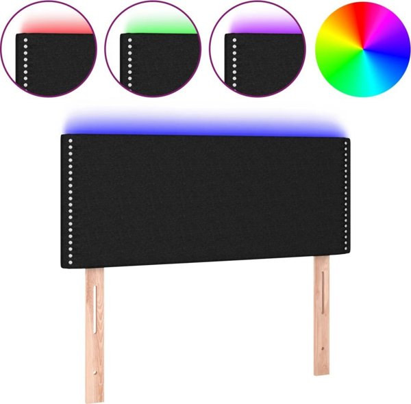 vidaXL κεφαλάρι κρεβατιού με LED, μαύρο, 80x5x78/88 εκ., ύφασμα