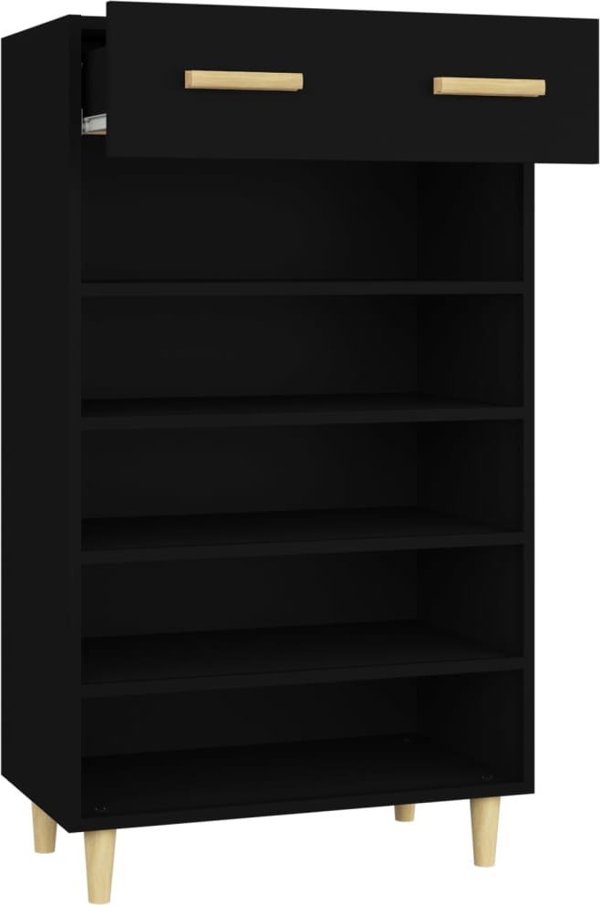 vidaXL Ντουλάπι παπουτσιών, μαύρο, 60x35x105 cm, υλικό ξύλου