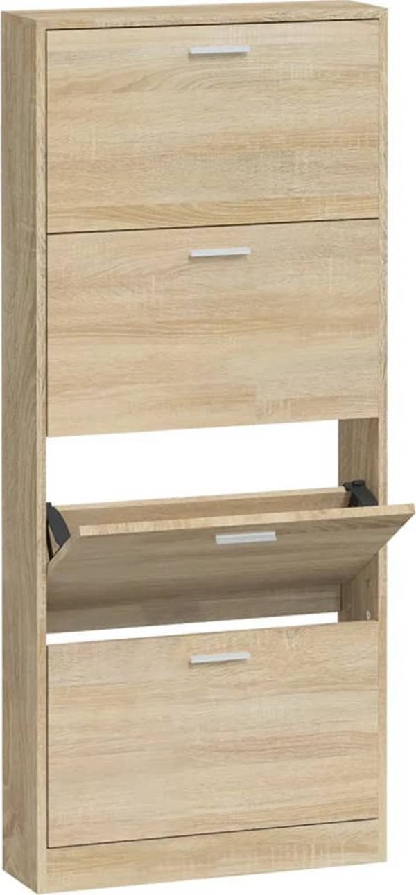 vidaXL Ντουλάπι παπουτσιών σε βελανιδιά, 59x17x150 cm, σύνθετο υλικό ξύλου