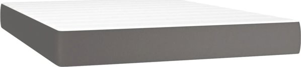 vidaXL Lit kontinental avec matelas, gris, cuir synthétique 140x190 cm