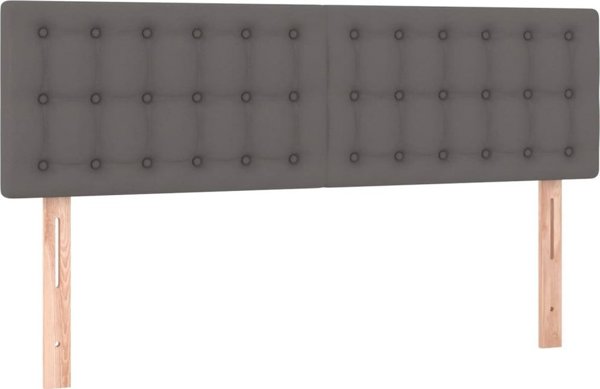 vidaXL Lit kontinental avec matelas, gris, cuir synthétique 140x190 cm