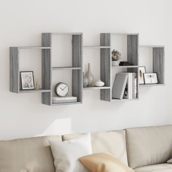 vidaXL ράφι τοίχου σε γκρι απόχρωση δρυός Sonoma 159x18x65 cm