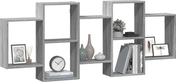 vidaXL ράφι τοίχου σε γκρι απόχρωση δρυός Sonoma 159x18x65 cm