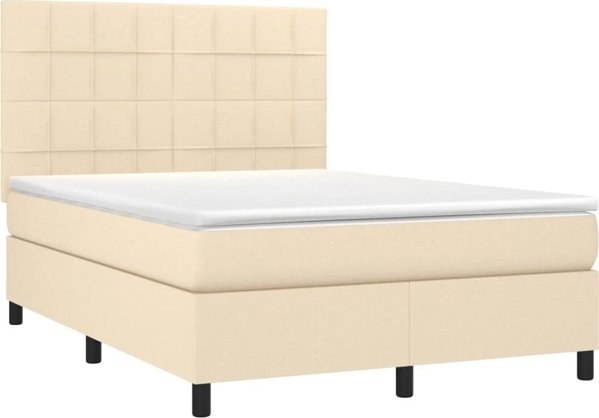 vidaXL Κρεβάτι continental με στρώμα, εκρού, ύφασμα, 140x200 cm