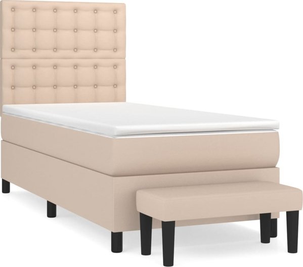 Κρεβάτι κοντινενταλ με στρώμα vidaXL 80x200 cm cappuccino οικοδερμάτινο