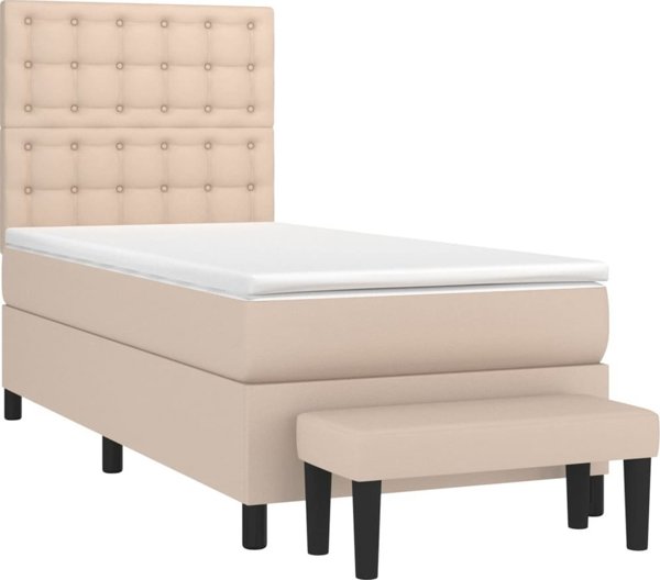 Κρεβάτι κοντινενταλ με στρώμα vidaXL 80x200 cm cappuccino οικοδερμάτινο
