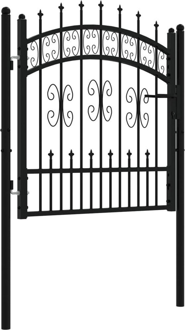 vidaXL vidaXL Furtka z grotami, czarna, 103x150 cm, malowana proszkowo stal