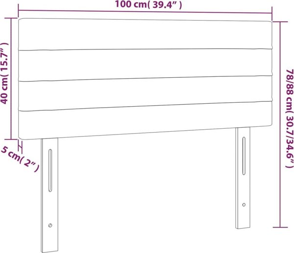 vidaXL Προσκέφαλο Κρεβατιού Γκρι Ανοιχτό 100x5x78/88 εκ. Βελούδο