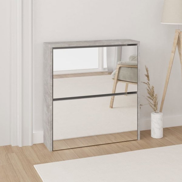 vidaXL vidaXL Szafka na buty, lustro i 2 szuflady, szary beton, 63x17x67 cm