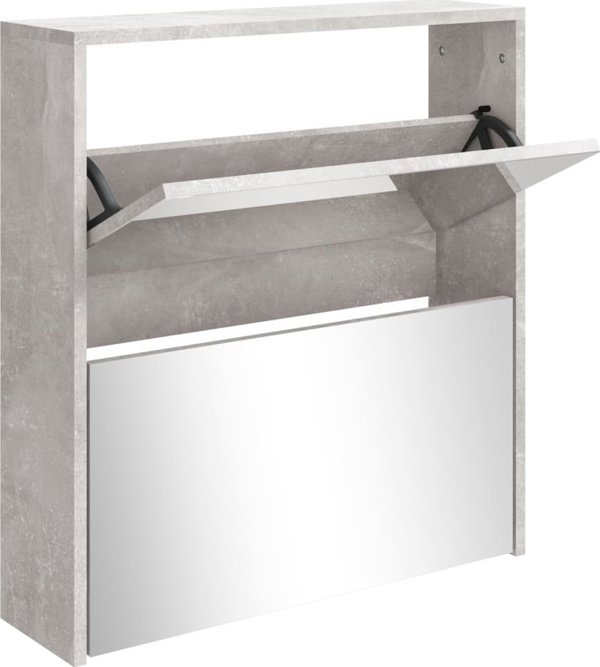 vidaXL vidaXL Szafka na buty, lustro i 2 szuflady, szary beton, 63x17x67 cm