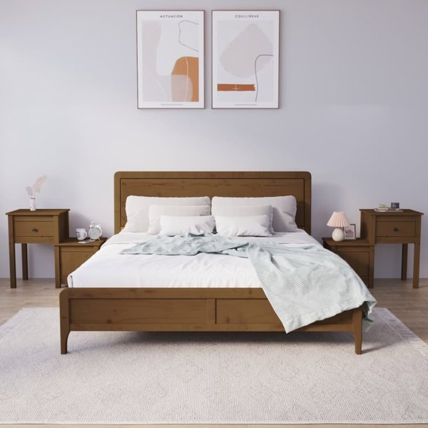 vidaXL Szafki nocne, 2 τεμ, χρώμα μέλι καφέ, 79,5x38x65,5 εκ., κατασκευή από ξύλο πεύκου