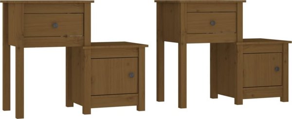 vidaXL Szafki nocne, 2 τεμ, χρώμα μέλι καφέ, 79,5x38x65,5 εκ., κατασκευή από ξύλο πεύκου