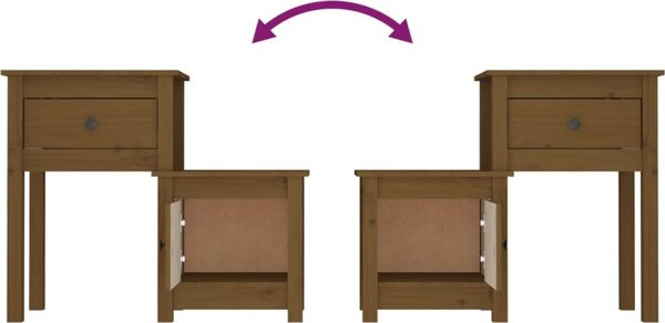 vidaXL Szafki nocne, 2 τεμ, χρώμα μέλι καφέ, 79,5x38x65,5 εκ., κατασκευή από ξύλο πεύκου