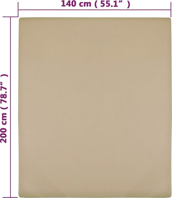 vidaXL Σεντόνια, 2 τεμ., taupe, 140x200 cm, τζέρσεϊ βαμβακερά