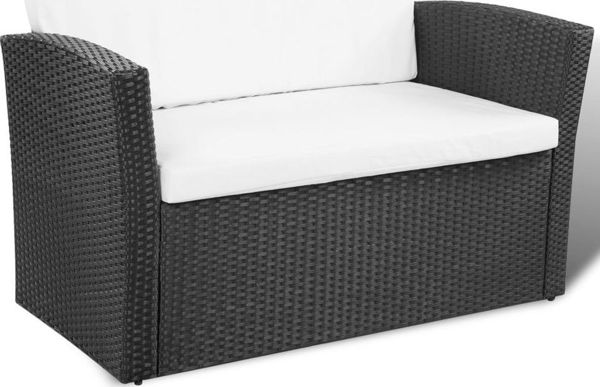 vidaXL 4-cz. zestaw wypoczynkowy do ogrodu, poduszki, rattan PE czarny